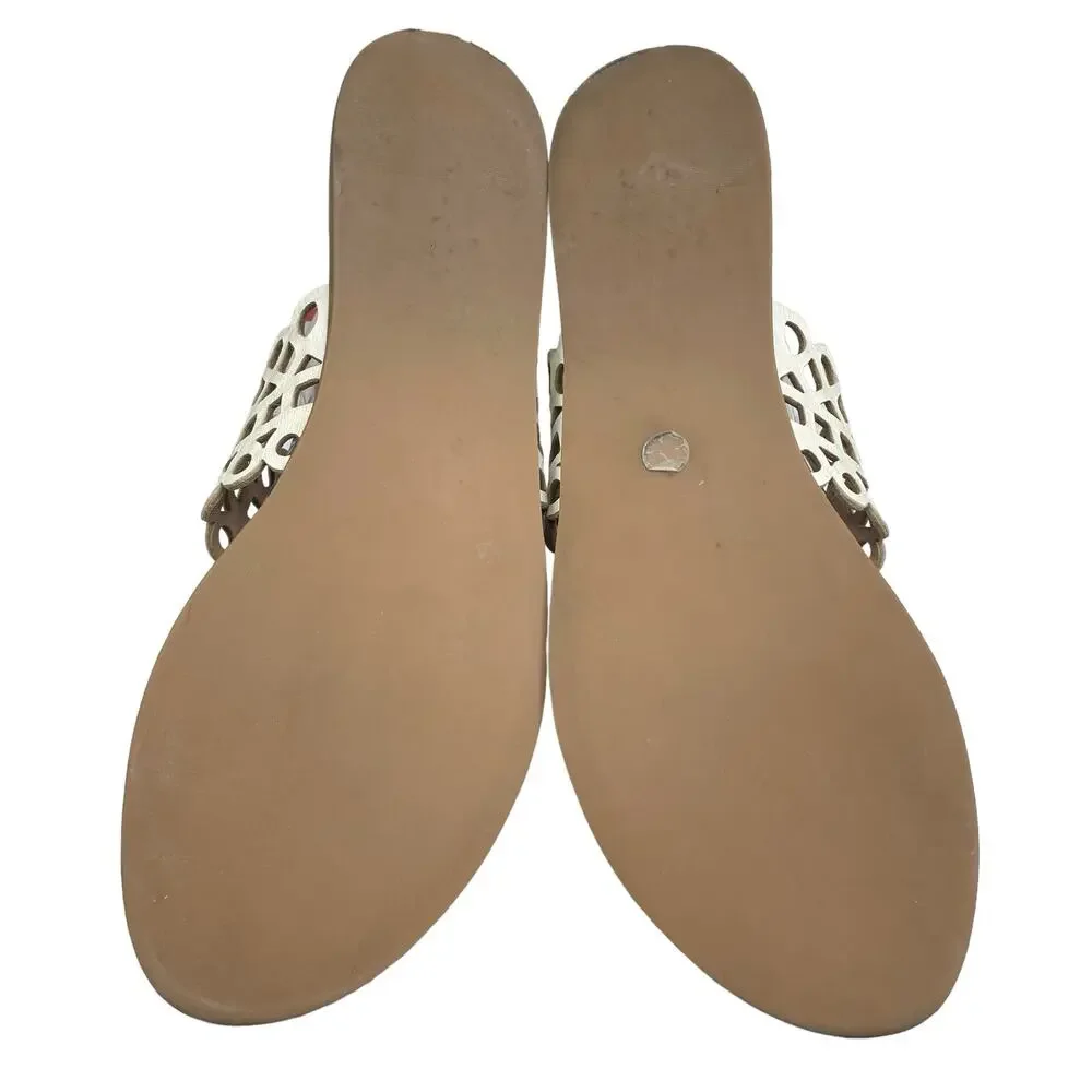 Tory Burch Women’s Davy Cream Leather Slip On Sandal Size US 9.5